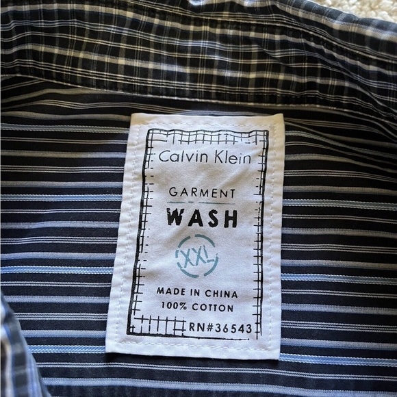 Calvin Klein Garment Wash Men’s Plaid Long Sleeve Button Down Blue Size XXL - Picture 3 of 10